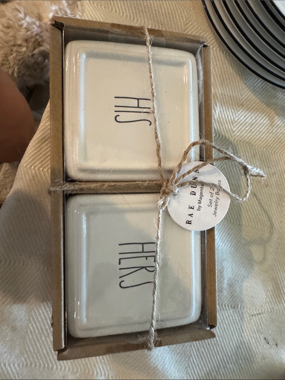 Rae Dunn White "HIS" and "HERS" Ceramic Trinket Dishes